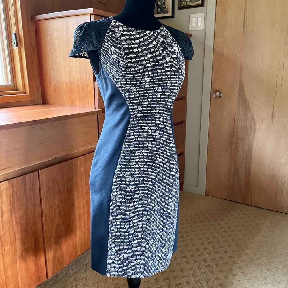 Anthropologie Moulinette Soeurs Tweed Front Column Motif Dress 4